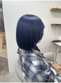 【高発色】ブリーチ2回で作るネイビーブルー×ボブ