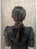 フェリーチェ(Felice)&nbsp;編みおろし ローポニー ベロアリボン 編み下ろし 参列ヘア