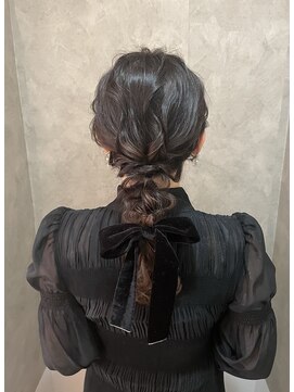 フェリーチェ(Felice) 編みおろし ローポニー ベロアリボン 編み下ろし 参列ヘア