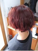 マニッシュボブパーマ×ピンクブラウン