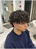 襟足残し波巻きパーマ