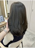 オリーブグレージュ レイヤーカット ブリーチなし 韓国ヘア