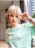 【GEEKS渋谷】ホワイト/小顔ウルフ/ブロンド/春ヘア/イメチェン