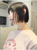 ミニボブ切りっぱなしボブワイドバング暗髪渋谷原宿明治神宮前