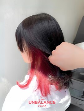 アンバランスオオサカ(UNBALANCE OSAKA) ★インナーカラー/小顔レイヤー/ハイトーン/レッド/【JUNYA】