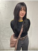 ダークグレーレイヤーカットロングレイヤー顔周りレイヤー伊勢市