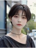 イメチェン　外はね　ボブ　美髪　ワイドバング　ブルーブラック