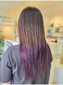 ロンググラデーションカラー艶感透明感抜け感パープル