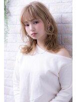 ヘアーアートシフォン 池袋西口店(Hair art chiffon)&nbsp;厚めバングアッシュベージュくせ毛風小顔グラデーションカラー