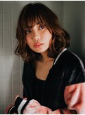 大きめカールのミディアムボブ20代/30代/40代/庭瀬
