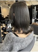△ブリーチなし韓国風オリーブグレージュ艶カラーロブヘア