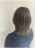 グレージュカラー/ボブウルフ/黒 髪/ココアベージュ