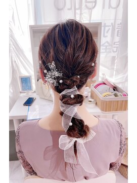 アマレット 東京駅八重洲店(amaretto) オーガンジーリボンをあしらった編み下ろし