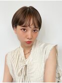 ハイトーンベージュシースルーショートボブミニボブグレージュ