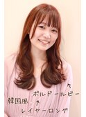 レイヤーロング／シースルーバング/大人可愛い/艶髪