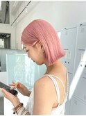 ボブミルクティーベージュブリーチダブルカラー堀江