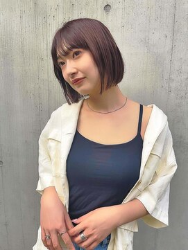 エル 北千住(elu) パツボブ_ブルーカラー_ワインレッド_お団子ヘア