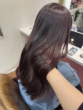 ザトエル 栄(THE TOEL) 髪質改善イルミナカラーブリーチなしラベンダーピンク韓国ロング