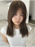 愛されミディ前髪　秋　顔まわりオリーブカラー　10代20代30代