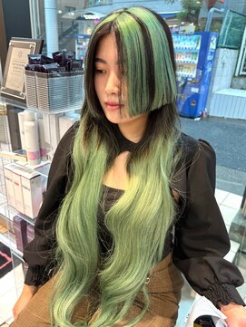 ワンズオゼ 渋谷(ONE's oze) 2回ブリーチ/サワーグリーンカラー/ケアブリーチ/高発色カラー