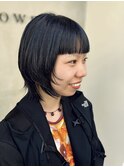 ショートレイヤー×ネイビーカラー