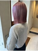 透明感◎ブリーチカラー×カシスピンク×切りっぱなしボブ
