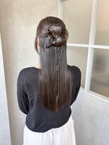 ジールサロン つくば本店 タイトリボンカチモリ ハーフアップ 結婚式お呼ばれ