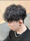 刈り上げショート前下りマッシュツイストスパイラルパーマメンズ