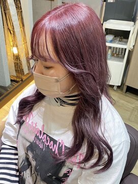 ロア 福岡天神本店(LORE) ダブルカラーミルクティーピンクベージュカラーハイトーンカラー