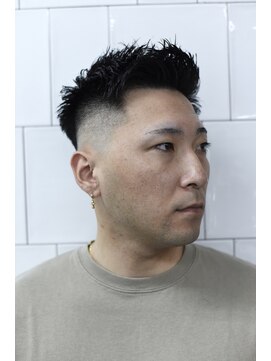 メリケンバーバーショップ フクオカ(MERICAN BARBERSHOP FUK) ハイライトマッシュパーマウルフアッシュブラック