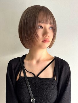 サンク 原宿 表参道(cinq) ミルクティーアッシュグレージュレイヤーボブショートウルフボブ