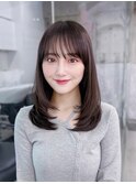 美髪韓国レイヤーイメチェン似合わせチェリーブラウンミニウルフ