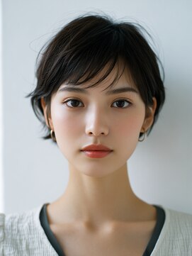 コンフィー(comfy) ミニマルショート × 黒髪ナチュラル