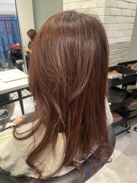 レイヤースタイル白髪ぼかしピンクブラウン