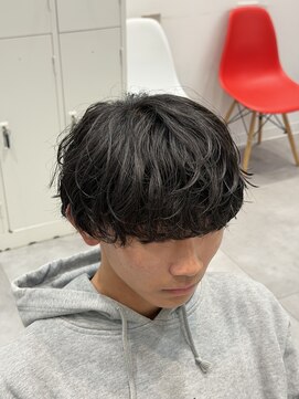 オーシャントーキョー 仙台(OCEAN TOKYO) シャドウパーマショートマッシュツーブロック韓国スパイラル黒髪