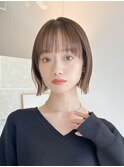 くびレイヤーボブルフネビージュ小顔ワンレンこなれミディ
