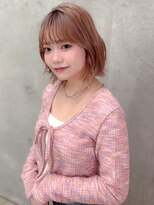 オーブヘアー ハル 佐野店(AUBE HAIR hal)&nbsp;20代・30代_切りっぱなしボブ_ピンクカラー