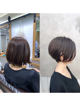 アヴァロン(AVALON) 30、40代にオススメ！前下がり丸みショート×イルミナベージュ