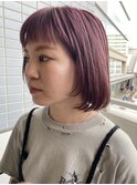 くすみピンク×ボブ