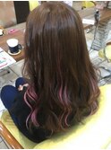 ブラウンベージュ×ピンクメッシュ♪