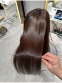 ★グレージュカラー斜めバングデザインカラーシルキー ベージュ