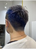 刈り上げアシメヘアデザインカラーシルバーカラーブルーカラー