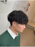 爽やかビジネスツーブロック無造作ナチュラル波巻きマッシュ