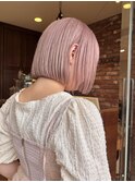 【macana指名】ラベンダーピンクベージュ切りっぱなしボブ