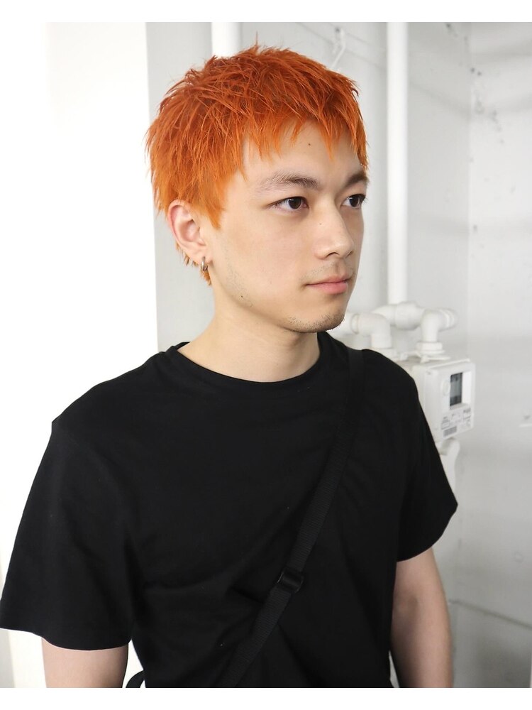 X-Loop メンズ カラー: オレンジ メンズハイトーンオレンジカラー：L260792635｜メンズレコ 渋谷(MEN'S LECO)のヘアスタイル｜ホットペッパービューティー
