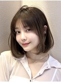 くびレイヤーボブルフネビージュ小顔ワンレンこなれミディ