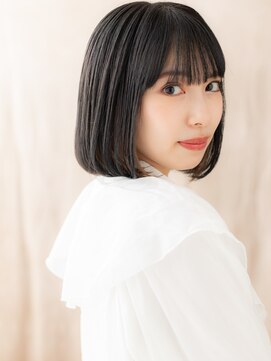カバーヘアアンドスパ ブリス 浦和(COVER HAIR&SPA bliss) 黒髪ダークアッシュイヤリングカラー前下がりボブ20代30代X浦和