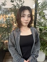 リールヘアー 大野城店(rire hair) 顔まわりレイヤーで魅せる大人のミディアムウルフ