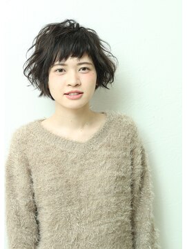 ヘア デザイン レオン(hair design Leon) 【LEON】　暗髪アッシュグレーカラー×ショートボブ＆バング