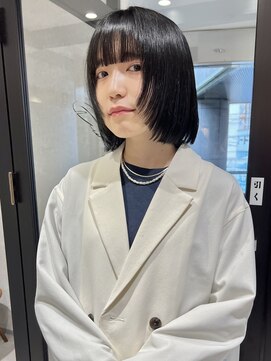 ラミエバイメルト 下北沢(lamie by melt) 村上/顔まわりレイヤー切りっぱなしウルフボブ暗髪地毛風カラー